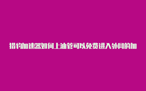 猎豹加速器如何上油管可以免费进入外网的加速器-加速器